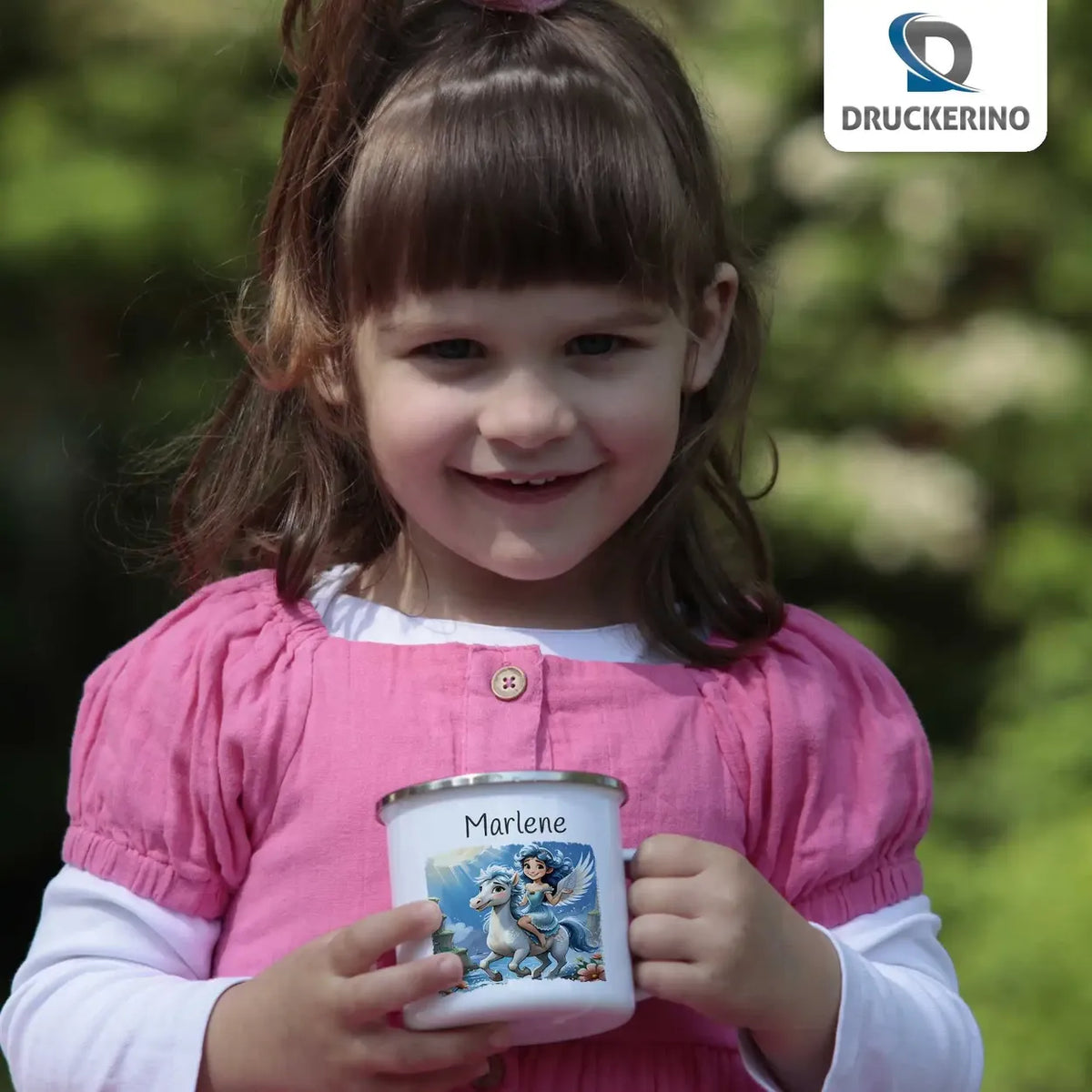 Zauberwald-Freunde Emaille Tasse für Kinder personalisiert Emailletasse Druckerino   