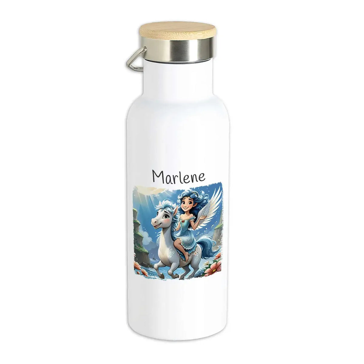 Trinkflasche Edelstahl | Trinkzauber Pegasus - | Trinkflasche Edelstahl Kinder | mit Namen personalisiert | 500ml Thermoflasche Druckerino   