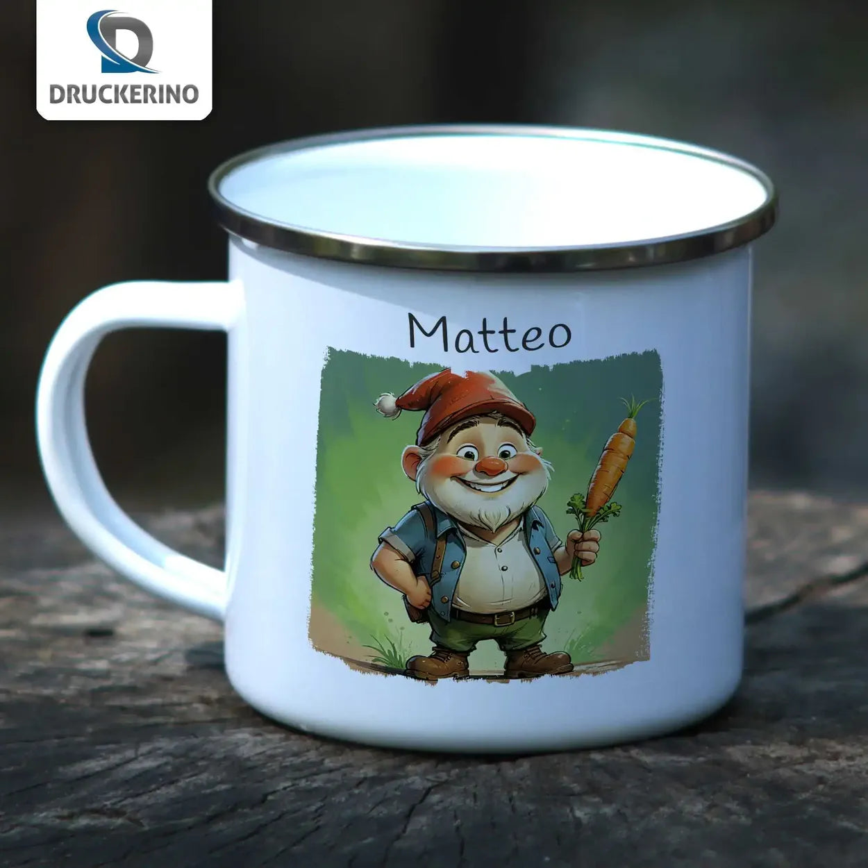 Emaille Tasse personalisiert mit Namen | Zauberwald-Wichtel | Tasse personalisieren | Geschenke zur Taufe Geschenkideen