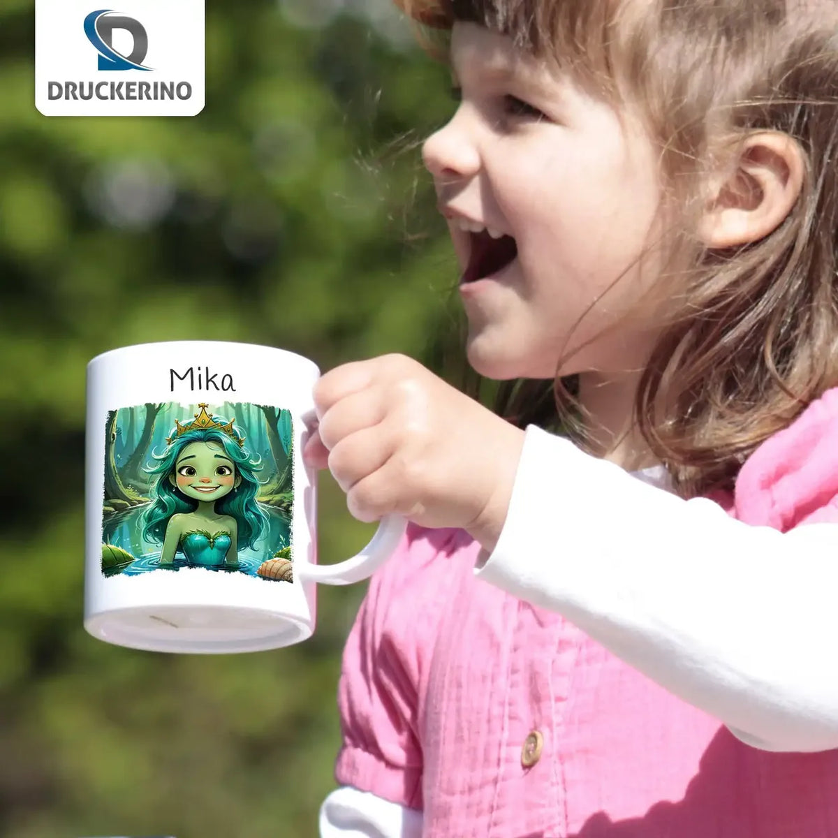 Tasse für Kinder personalisiert | Meerjungfrauen-Zauber | Tassen mit Namen | Abschiedsgeschenk Kita | 320ml Kunststofftassen Druckerino   