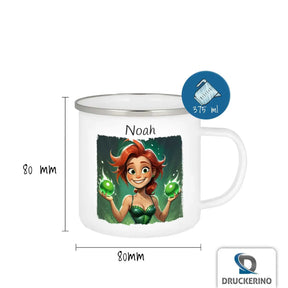 Emaille Tasse personalisiert | Zauberhafte Magierin | Kindergeburtstag kleine Geschenke | Personalisierte Geschenke Emailletasse Druckerino   