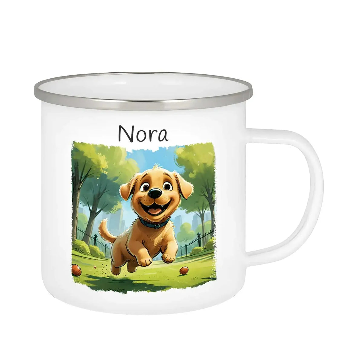 Emaille Tasse personalisiert | Welpenfreude | Emaille Tasse personalisiert mit Name | personalisierte Tasse Emailletasse Druckerino   