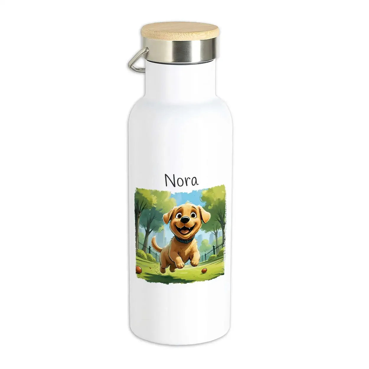 Kinder Trinkflasche | Waldspaziergang Welpe | mit Namen personalisiert | Thermosflasche | 500ml Geschenkideen