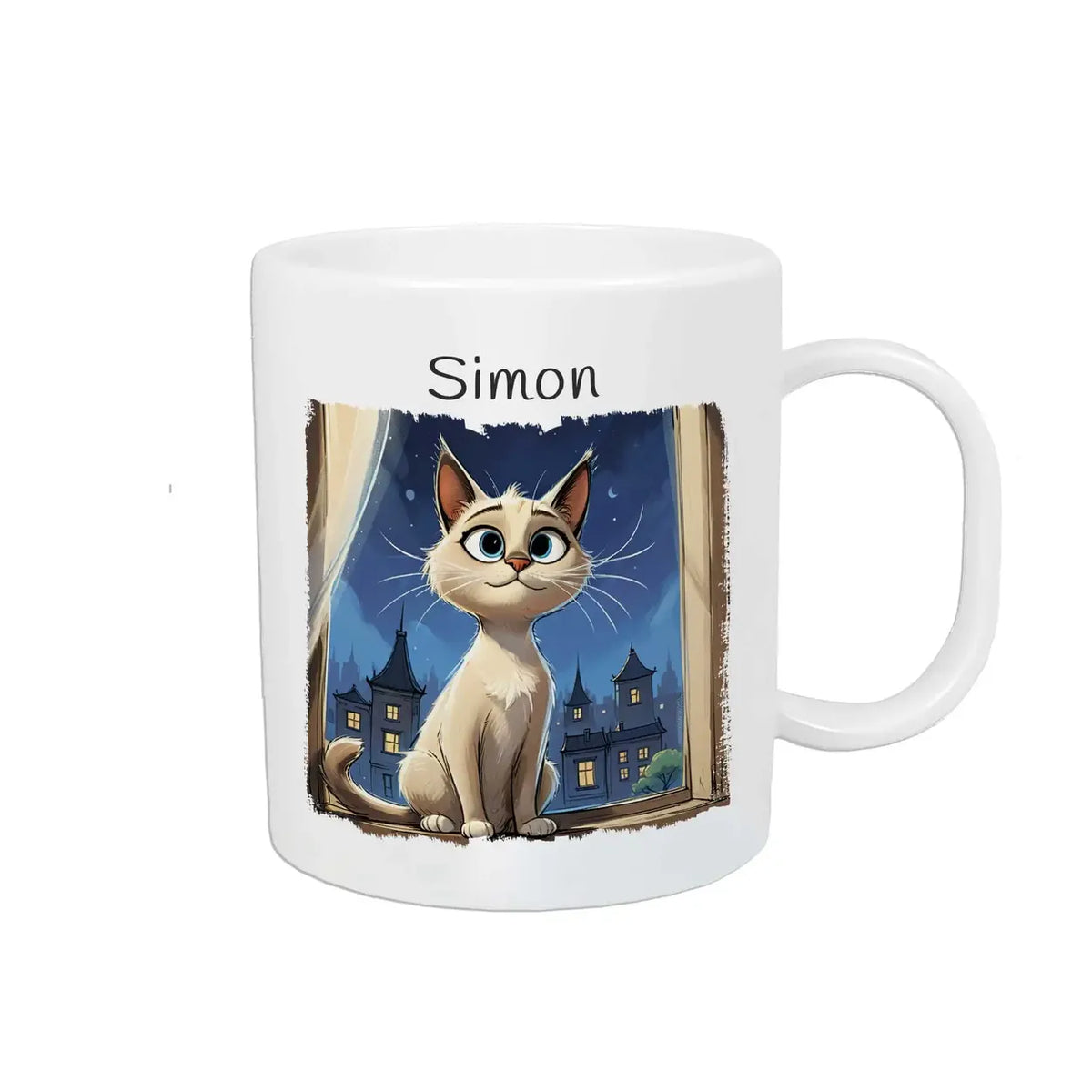 Personalisierte Kindertassen | Abenteuerkätzchen | Kindergeburtstag Geschenke | Kindertasse personalisiert mit Name | 320ml Kunststofftassen Druckerino   