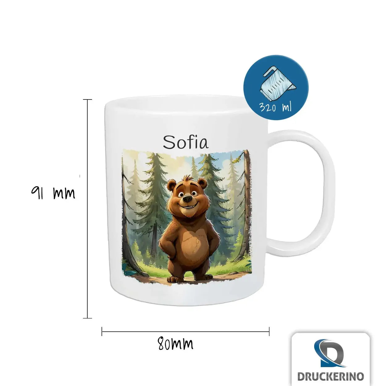 Tasse mit Namen | Waldabenteuer-Bärchen | Personalisierte Kindertasse | Tasse Geschenkidee | 320ml  Geschenkidee Weihnachten