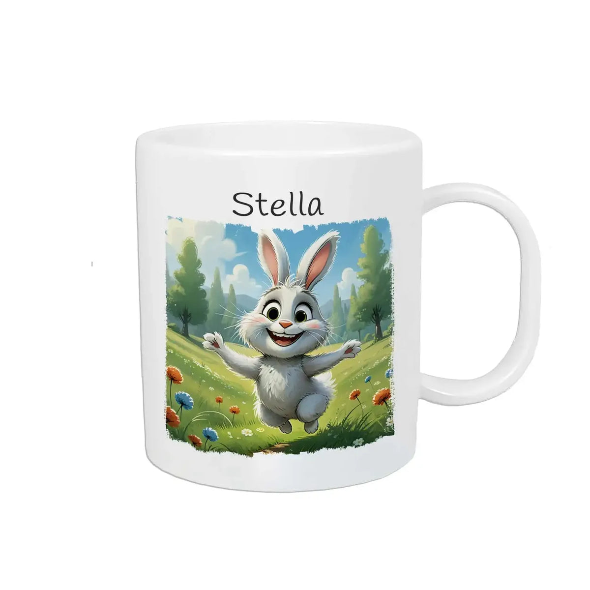 Tasse mit Namen | Hoppelfreund Abenteuer | Tierbilder | personalisierte Tasse Kinder | 320ml Kunststofftassen Druckerino   