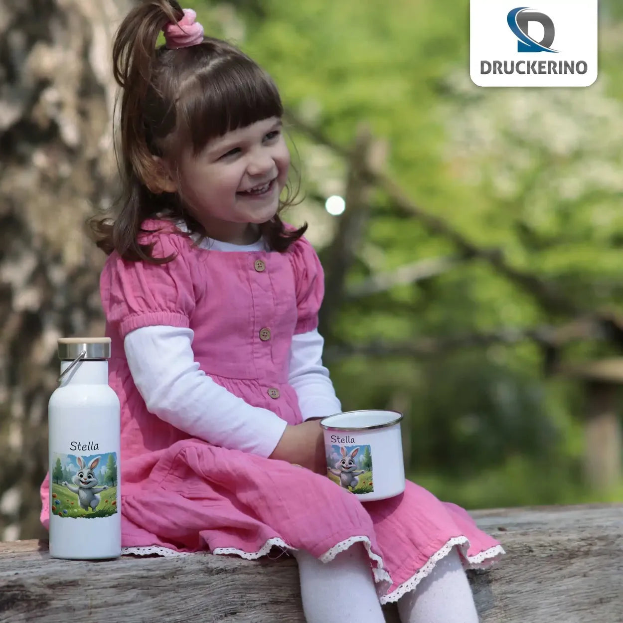 Abenteuerhase Thermo Trinkflasche für Kinder personalisiert Thermoflasche Druckerino   