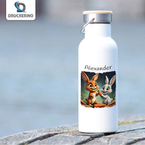 Trinkflasche Kinder | Tierfreunde-Abenteuer | Sport Trinkflasche | Edelstahl Thermosflasche | 500ml  Geschenkidee Weihnachten