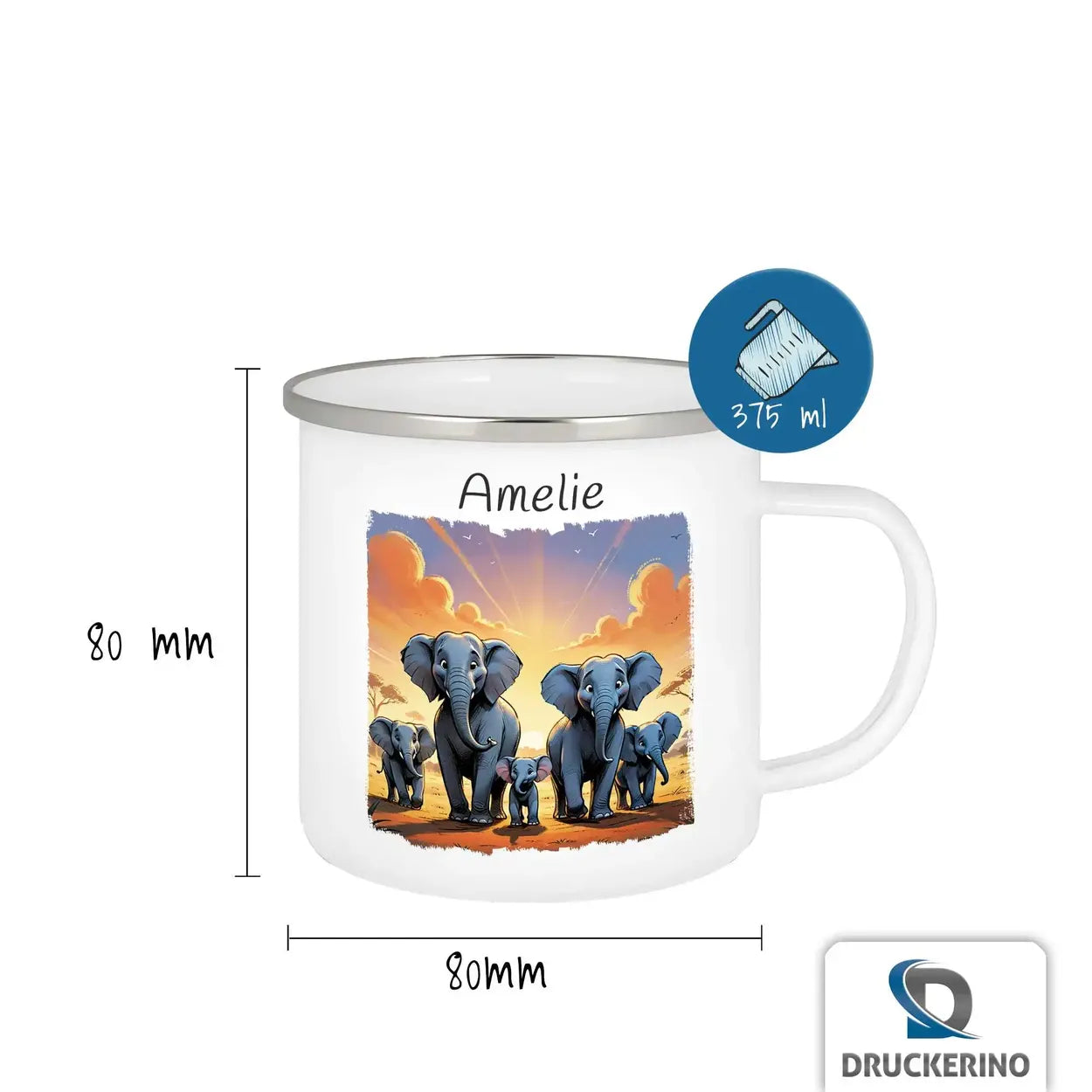 Trinkbecher aus Emaille | Safari-Abenteuer | Emaille Tasse | Geschenk Kindergarten Emailletasse Druckerino   