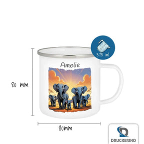 Trinkbecher aus Emaille | Safari-Abenteuer | Emaille Tasse | Geschenk Kindergarten Emailletasse Druckerino   