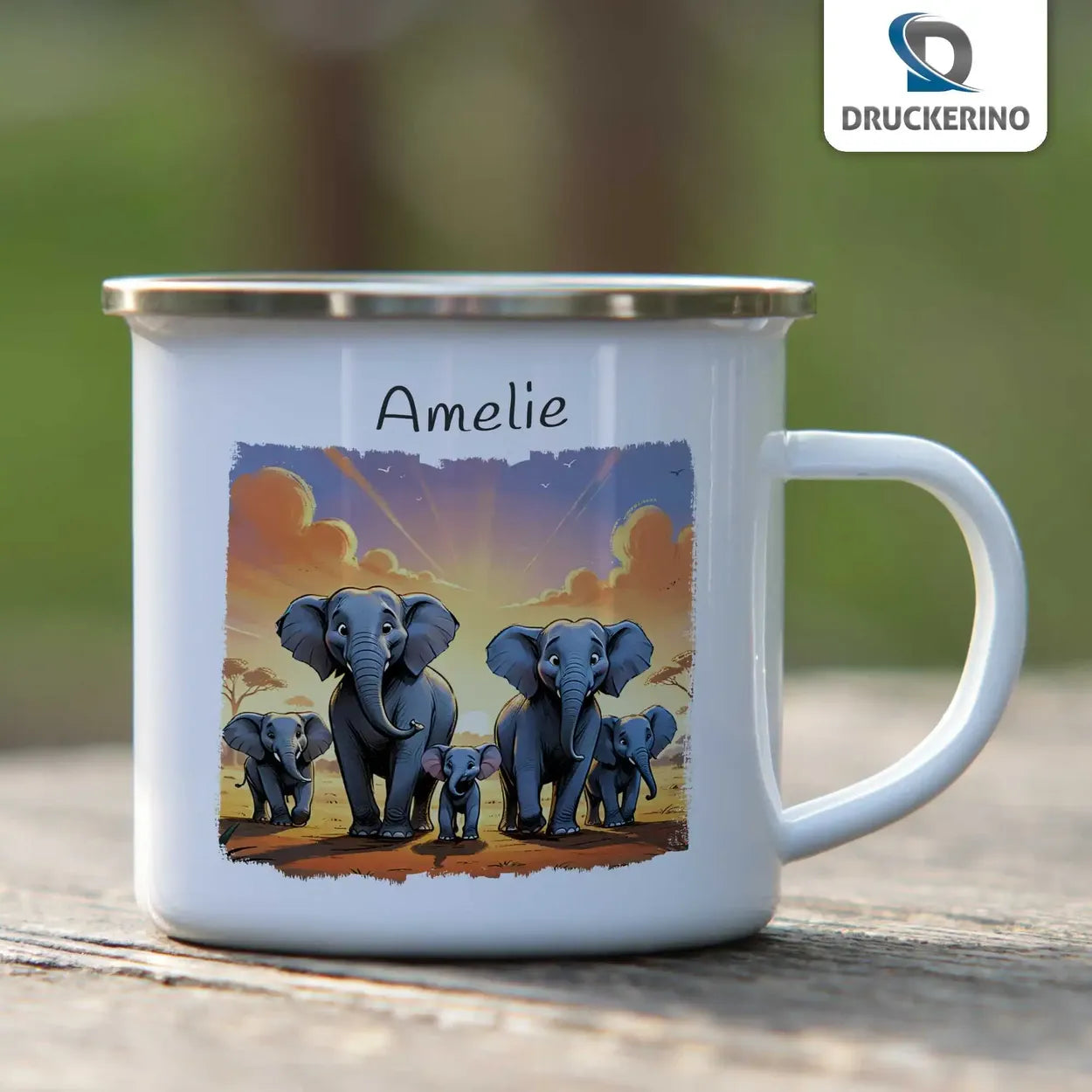 Trinkbecher aus Emaille | Safari-Abenteuer | Emaille Tasse | Geschenk Kindergarten Emailletasse Druckerino   