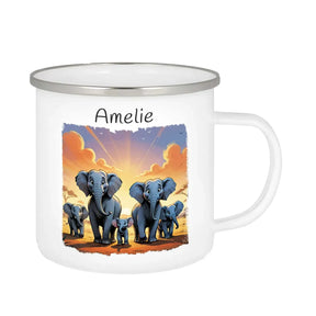 Trinkbecher aus Emaille | Safari-Abenteuer | Emaille Tasse | Geschenk Kindergarten Emailletasse Druckerino   