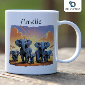 Personalisierte Tasse Kinder | Elefantenabenteuer | Kindertasse | Geschenke zur Taufe | 320ml  Geschenkidee Weihnachten