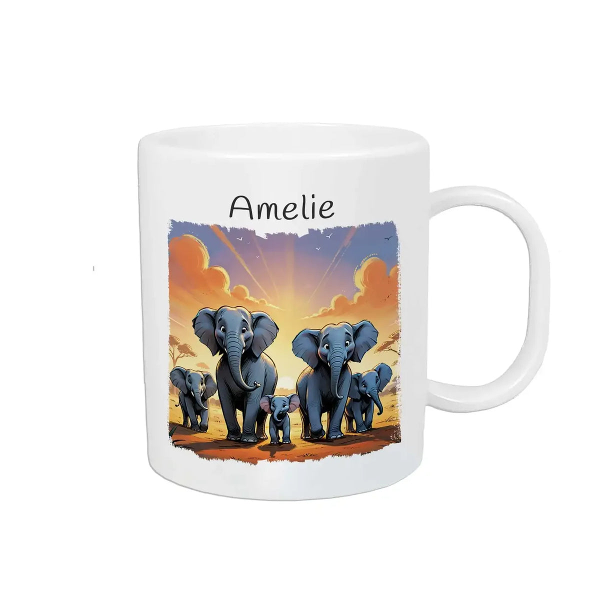 Personalisierte Tasse Kinder | Elefantenabenteuer | Kindertasse | Geschenke zur Taufe | 320ml Kunststofftassen Druckerino   