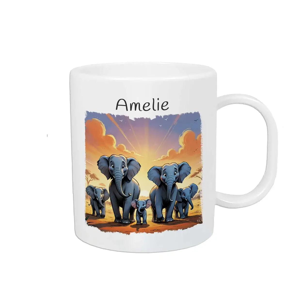 Personalisierte Tasse Kinder | Elefantenabenteuer | Kindertasse | Geschenke zur Taufe | 320ml  Geschenkidee Weihnachten