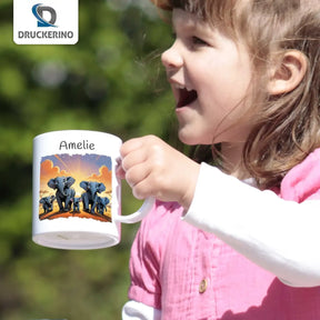 Personalisierte Tasse Kinder | Elefantenabenteuer | Kindertasse | Geschenke zur Taufe | 320ml  Geschenkidee Weihnachten