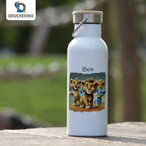 Abenteuer-Safari Thermo Trinkflasche für Kinder personalisiert Thermoflasche Druckerino   