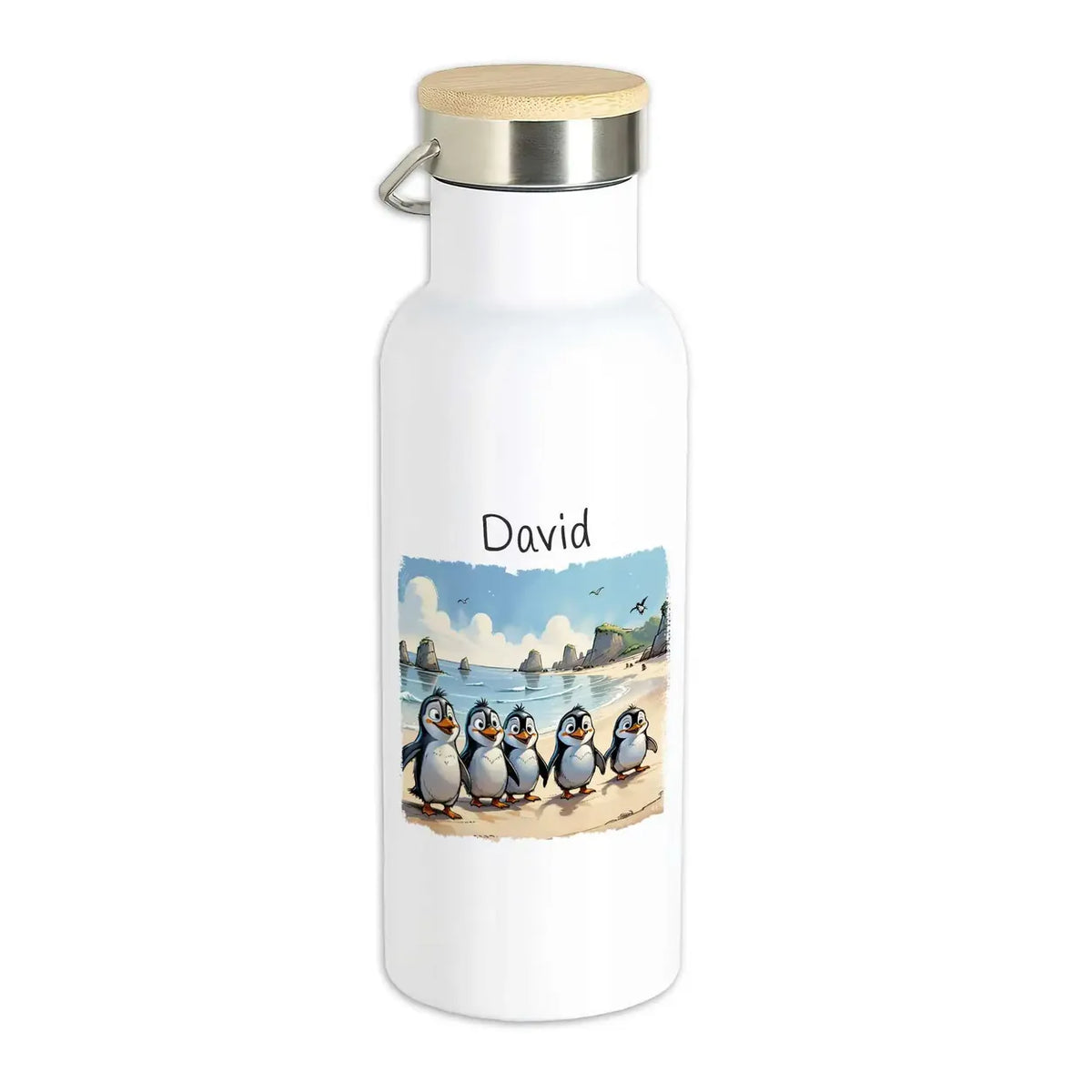 Trinkflasche für Kinder | Pinguin-Freunde | Trinkflasche Edelstahl | personalisiert mit Namen | 500ml Thermoflasche Druckerino   