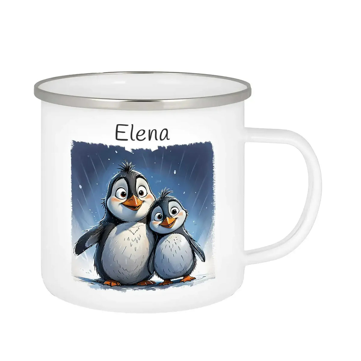 Personalisierte Tasse | Pinguin-Freunde | Kindergeburtstag kleine Geschenke | Personalisierte Geschenke Emailletasse Druckerino   