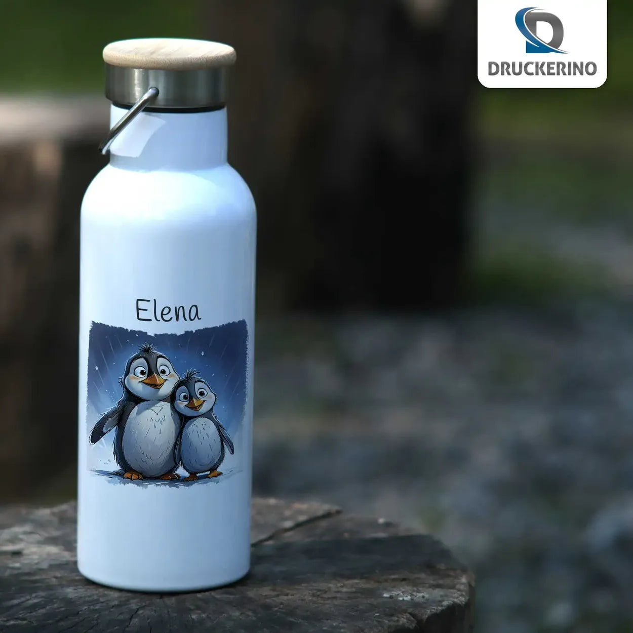 Trinkflasche mit Namen | Pinguin-Abenteuer | Thermosflasche | mit Wunschnamen | 500ml  Geschenkidee Weihnachten