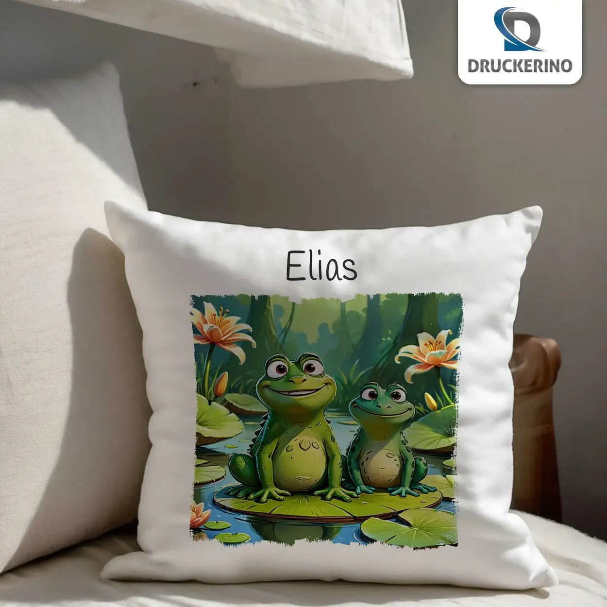 Kissen | Froschfreunde | Personalisierte Geschenke | Kindergeburtstag kleine Geschenke | 40x40 cm Kissen Druckerino   