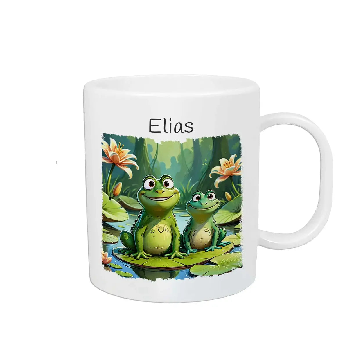 Kindertasse personalisiert | Froschteich-Abenteuer | Kindergeburtstag Geschenke | Kindertasse personalisiert mit Name | 320ml Kunststofftassen Druckerino   