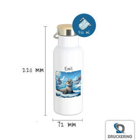 Kindertrinkflasche | Polarabenteuer | Trinkflasche personalisiert | süße Tierbilder | 500ml Thermoflasche Druckerino   