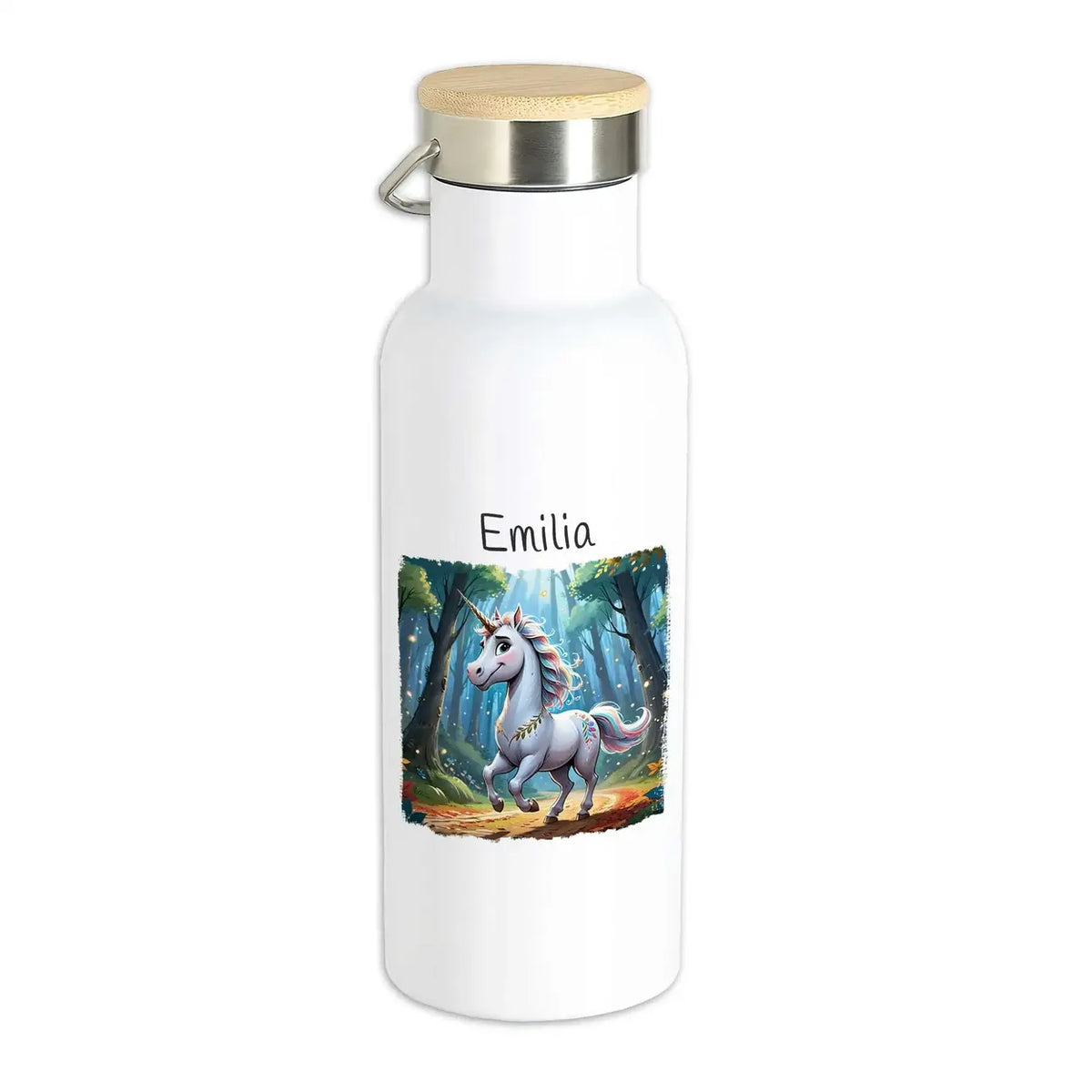 Personalisierte Kinder Trinkflasche | Zauberwald Einhorn | Trinkflasche für Sport, Schule & Freizeit | Personalisierte Geschenke | 500ml Thermoflasche Druckerino   