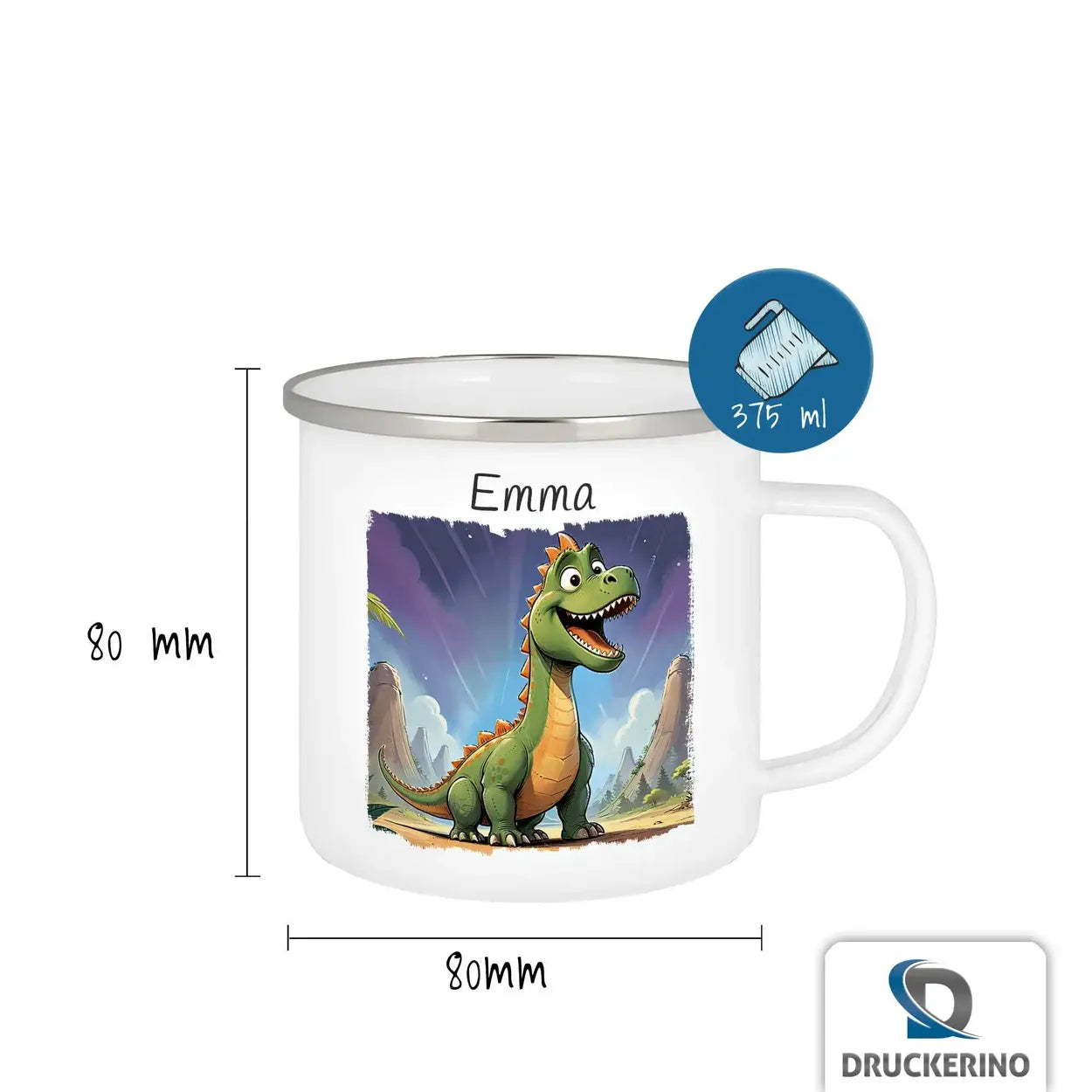 Tasse aus Emaille | Dinofreund | Tasse personalisieren | Geschenke zur Taufe  Geschenkidee Weihnachten