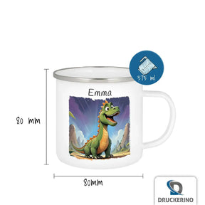 Tasse aus Emaille | Dinofreund | Tasse personalisieren | Geschenke zur Taufe  Geschenkidee Weihnachten