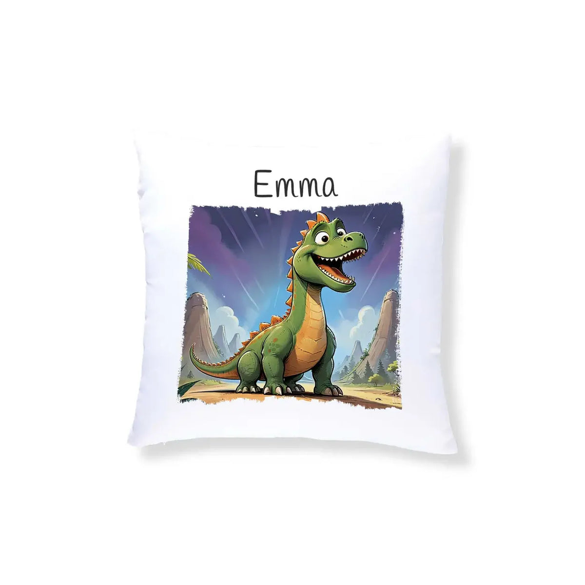 Kissen Baby personalisiert | Dino-Abenteuer | Kuschelkissen Mädchen | Geschenkidee Kissen | 40x40 cm Kissen Druckerino   