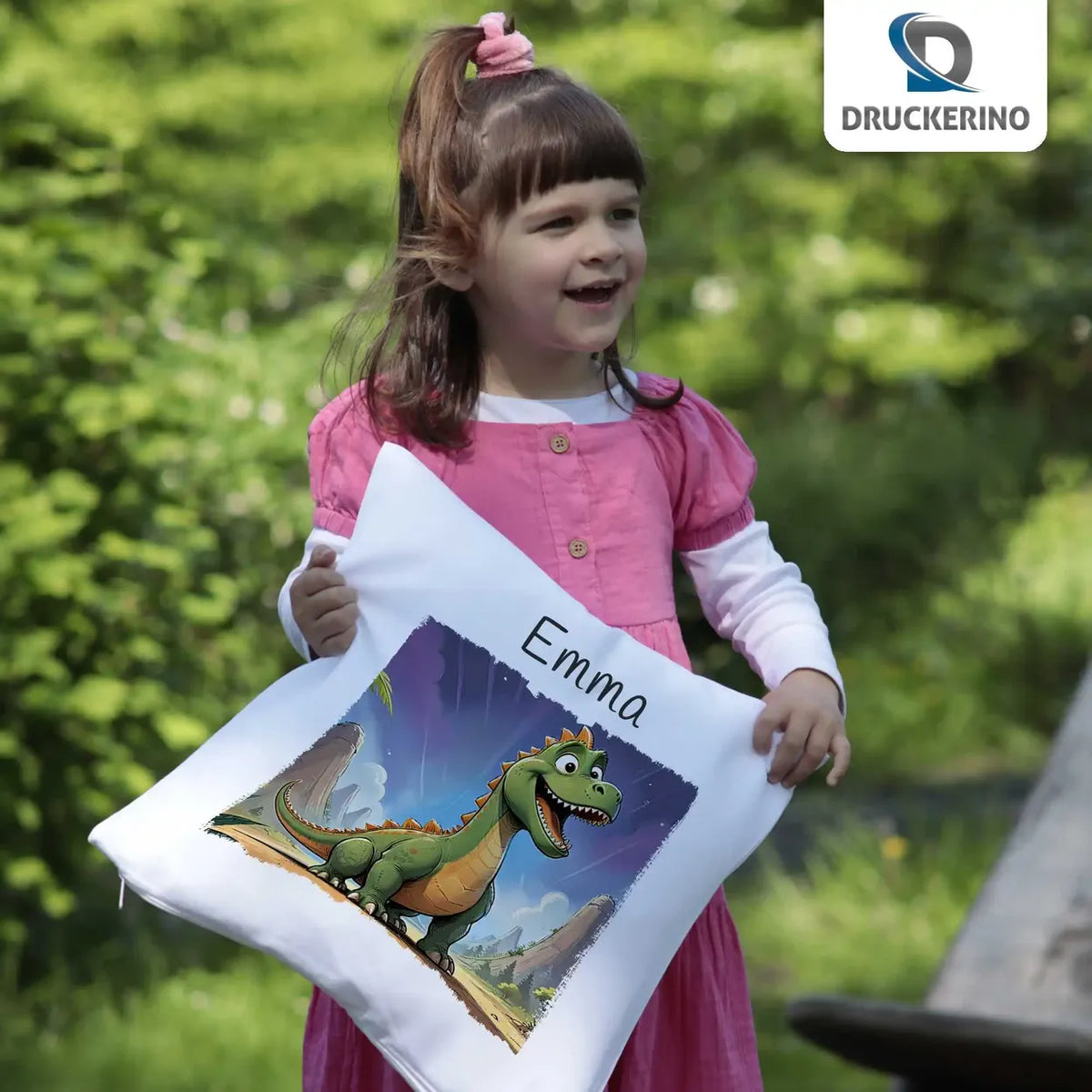 Dino-Abenteuer Kissen für Kinder mit Namen personalisiert