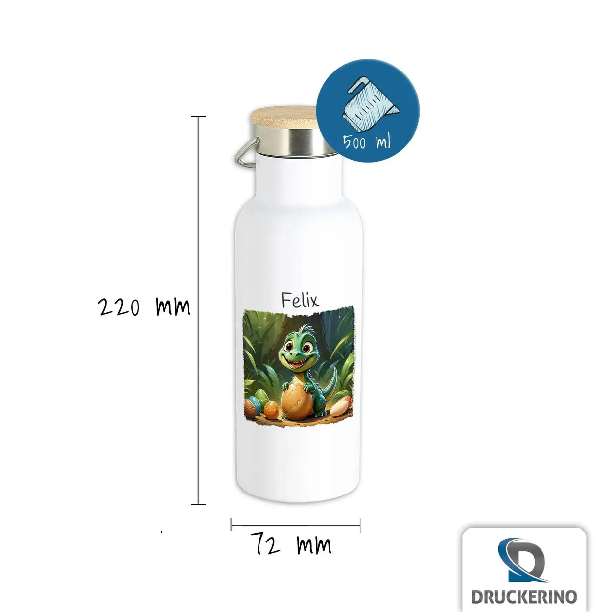Abenteuer Dschungelheld Thermo Trinkflasche für Kinder personalisiert Thermoflasche Druckerino   