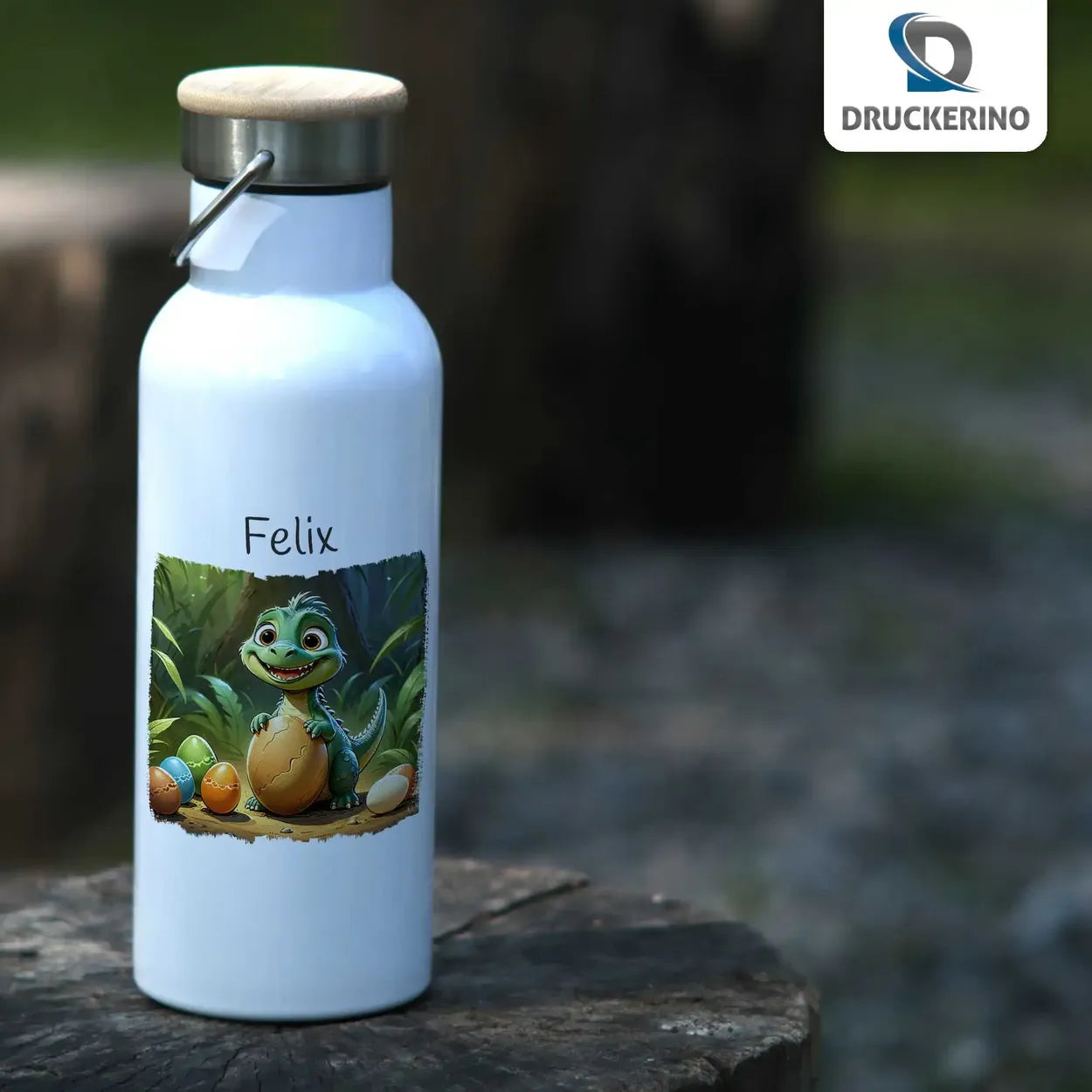 Abenteuer Dschungelheld Thermo Trinkflasche für Kinder personalisiert Thermoflasche Druckerino   
