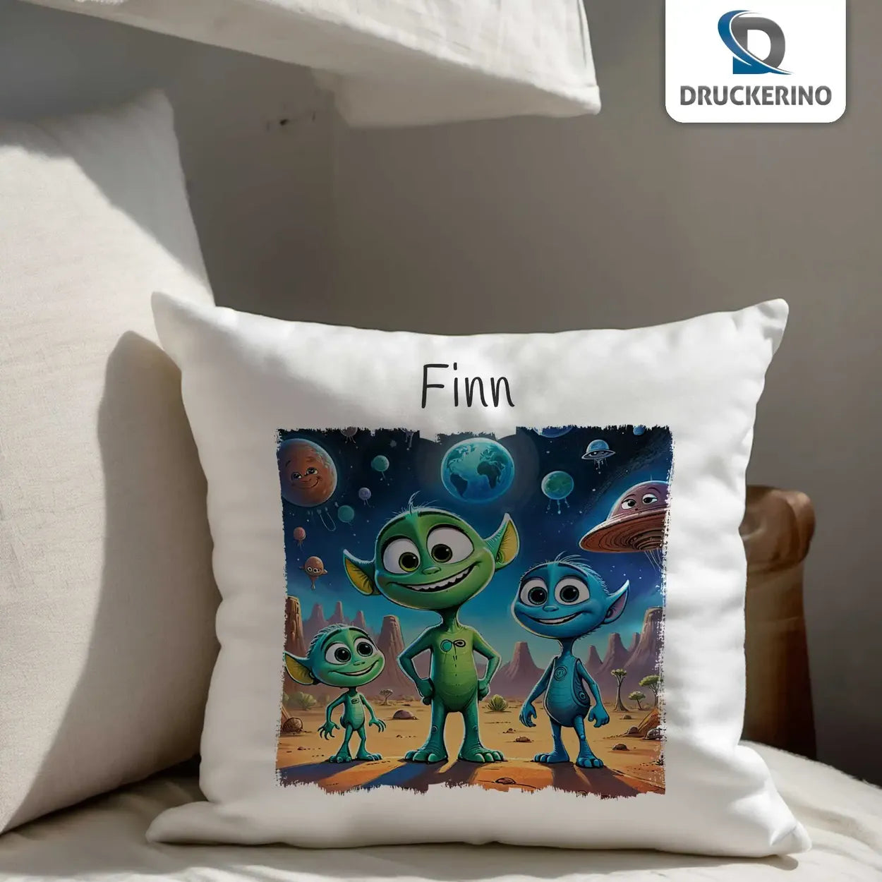 Kuschelkissen als Geschenk | Weltraumfreunde | Kissen personalisiert mit Name | Kissenhülle 40x40 | 40x40 cm Geschenkideen