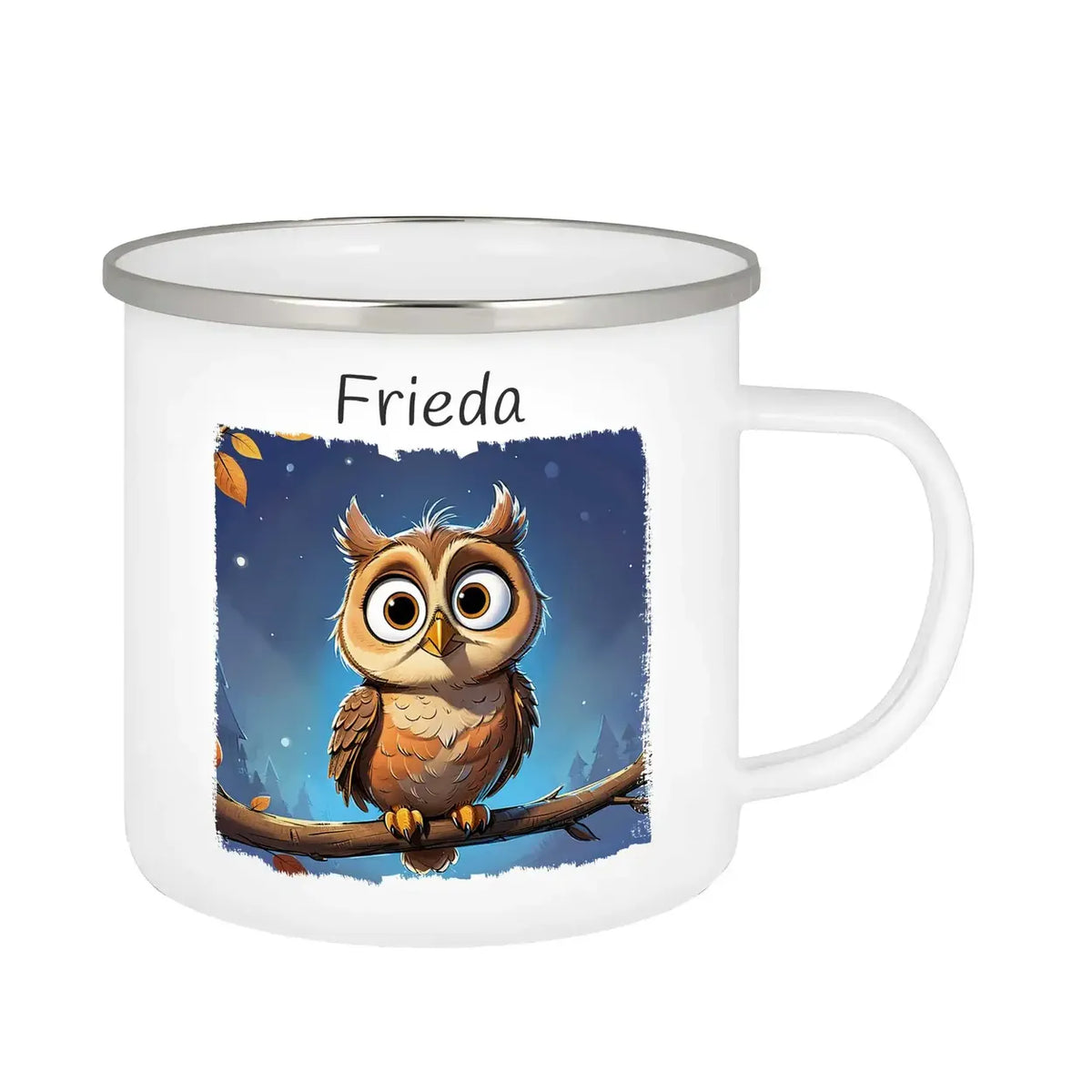 Emaille Tasse mit Namen | Zauber Eulen  | Emaille Tasse | personalisierbare Kindergeschenke Emailletasse Druckerino   