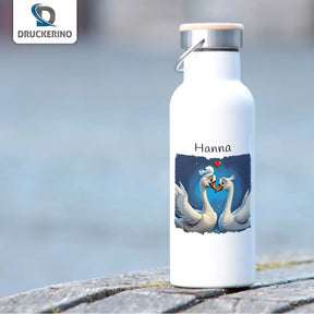 Personalisierte Trinkflasche | Schwanensee Zauber | Wasserflasche | Thermoflasche | 500ml  Geschenkidee Weihnachten