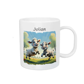 Tasse mit Namen | Zauberwelt Lämmer | Personalisierte Kindertasse | Tasse Geschenkidee | 320ml Kunststofftassen Druckerino   