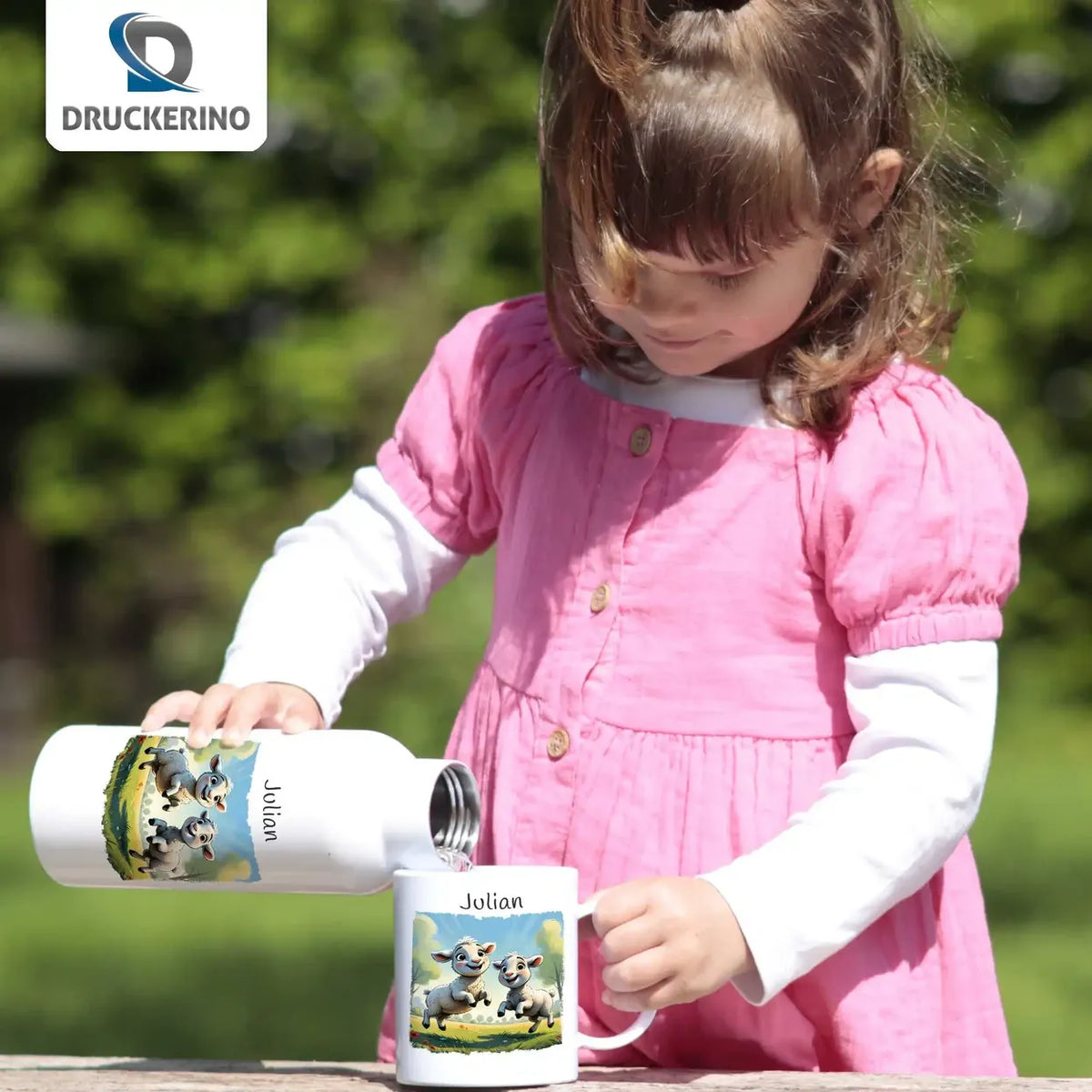 Abenteuerland Trinkoase Thermo Trinkflasche für Kinder personalisiert Thermoflasche Druckerino   