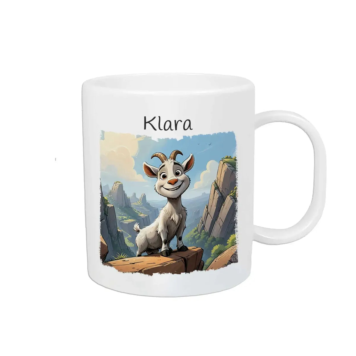 Tasse mit Namen | Abenteuer Ziegenfreund | Tierbilder | personalisierte Tasse Kinder | 320ml Kunststofftassen Druckerino   