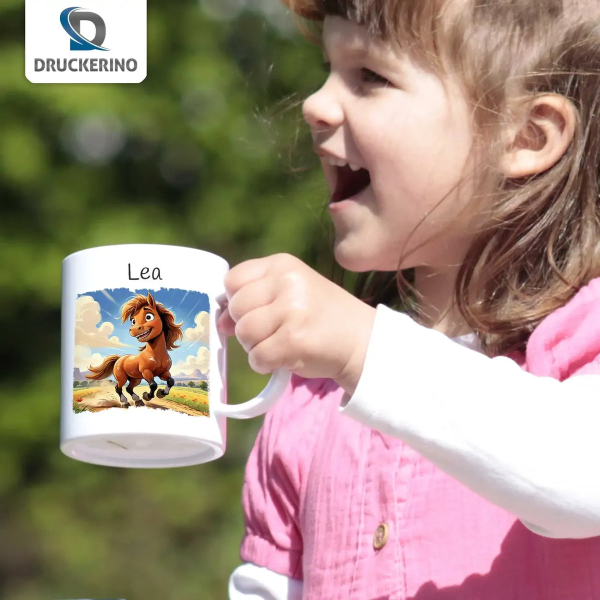 Personalisierte Tasse Kinder | Galoppfreude | personalisierbare Kindergeschenke | Kindertasse frei von BPA | 320ml Kunststofftassen Druckerino   