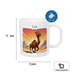 Kindertasse personalisiert | Abenteuer Kamel | Tasse für Kinder | Tassen mit Tiermotiv | 320ml Geschenke