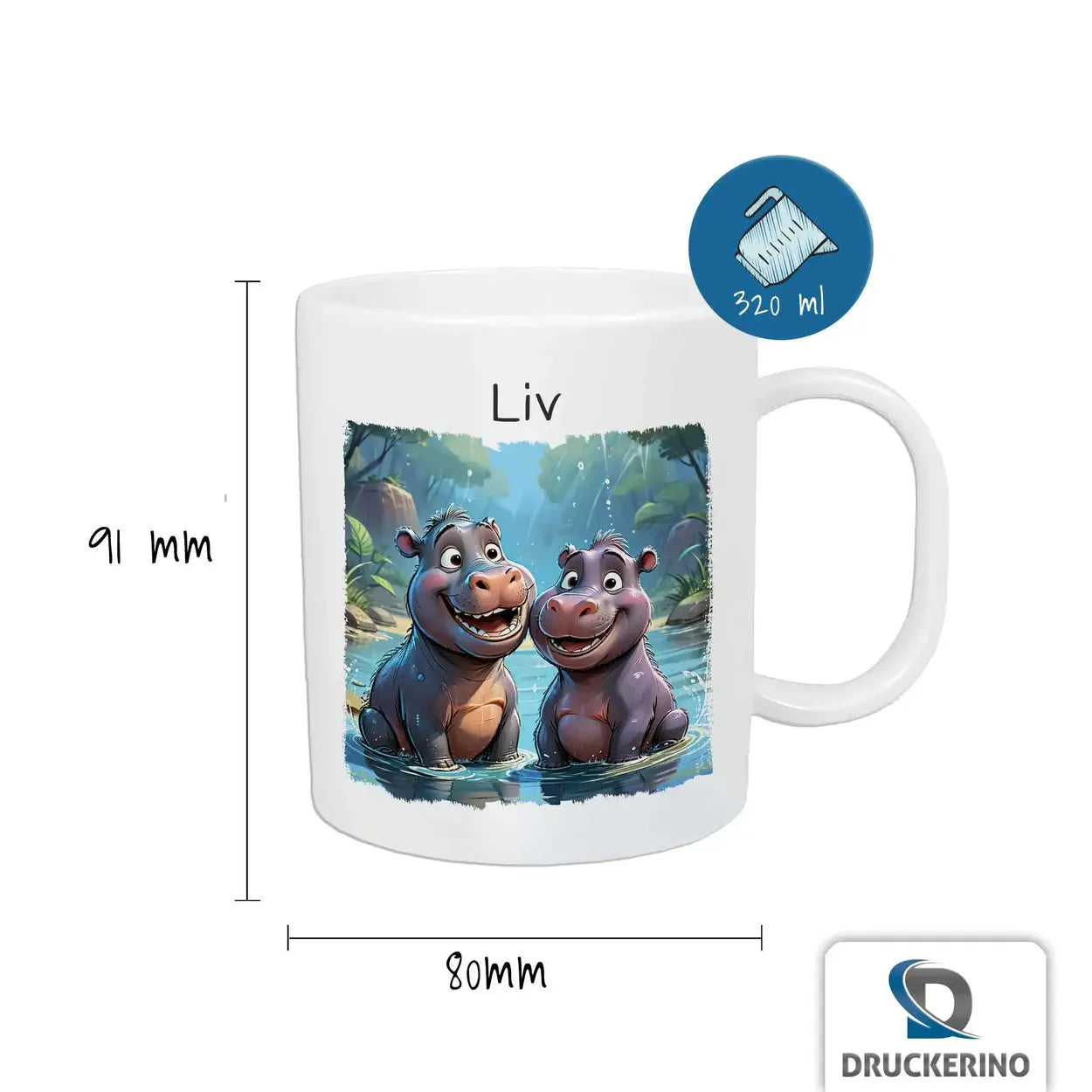 Kindertasse personalisiert | Safari-Abenteuer | Becher personalisiert | süße Tierbilder | 320ml Kunststofftassen Druckerino   