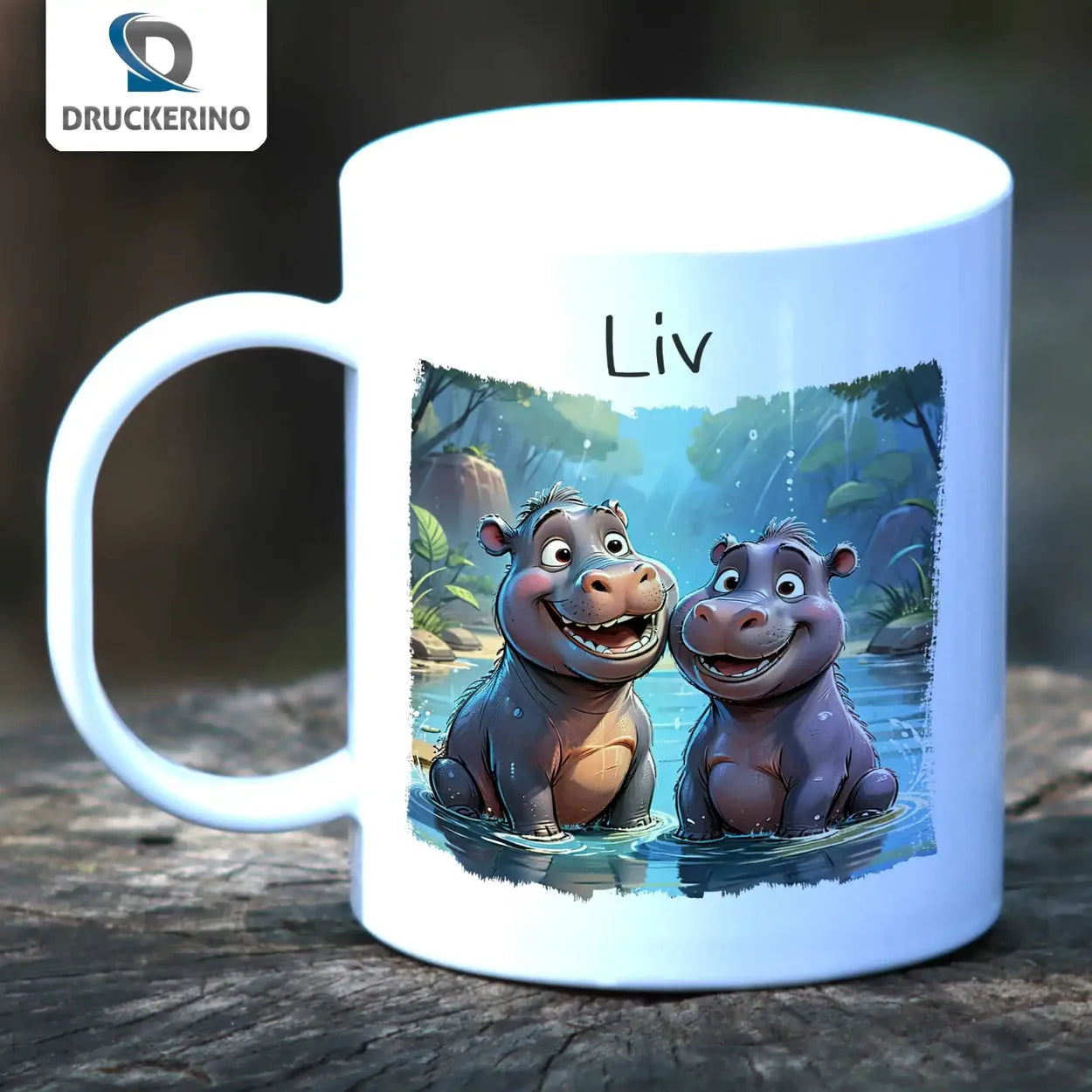 Kindertasse personalisiert | Safari-Abenteuer | Becher personalisiert | süße Tierbilder | 320ml Kunststofftassen Druckerino   