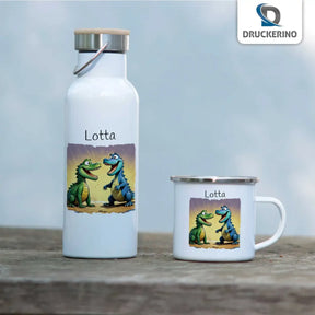 Tasse aus Emaille | Dino-Abenteuer | Tasse personalisieren | Geschenke zur Taufe  Geschenkidee Weihnachten