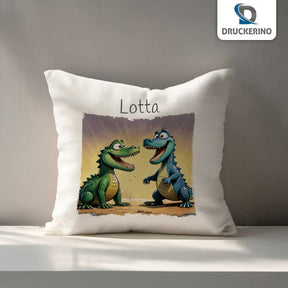 Kissen Baby personalisiert | Dino-Freunde | Kuschelkissen Mädchen | Geschenkidee Kissen | 40x40 cm Geschenke