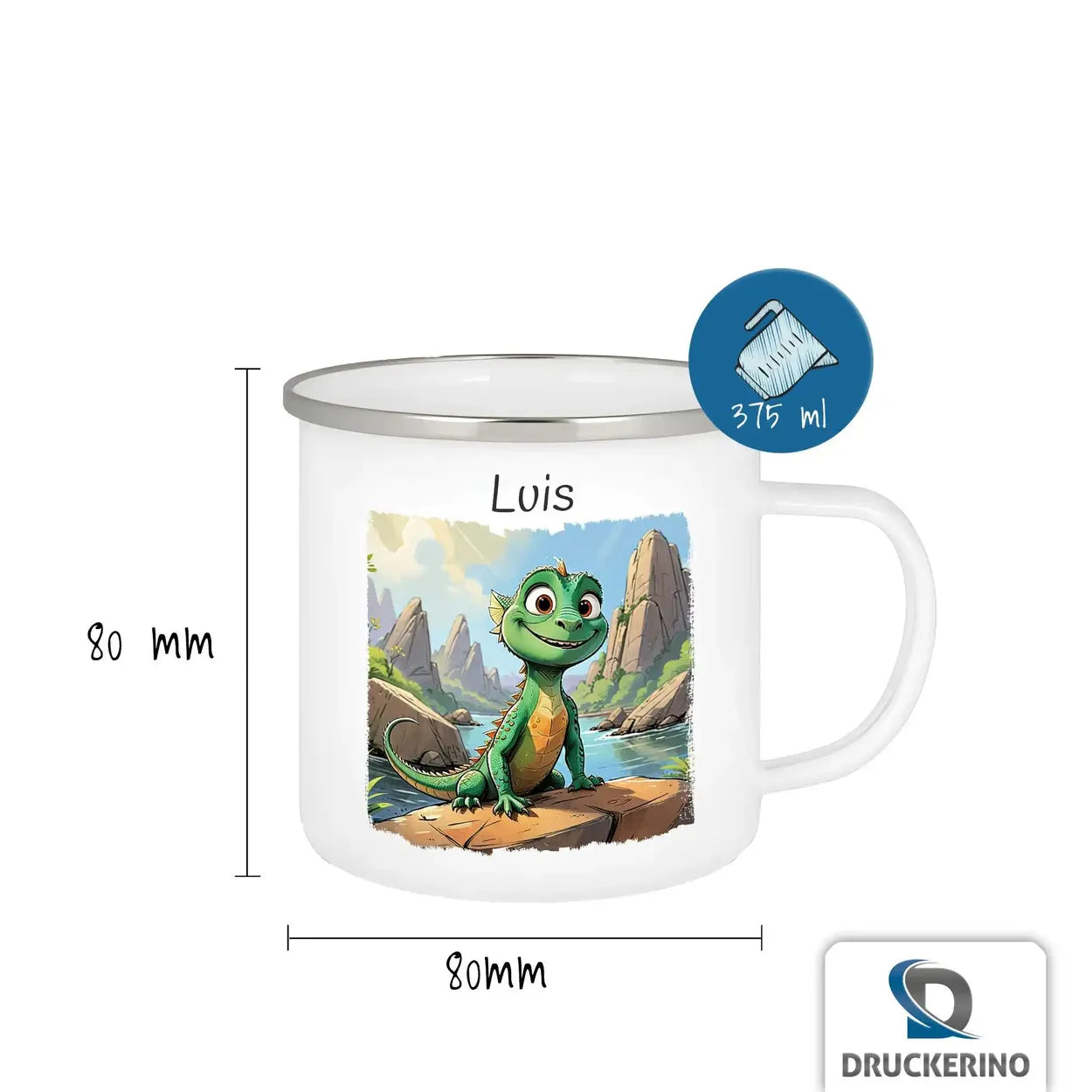 Emaille Tasse personalisiert | Abenteuerlustige Drachen | Kindergeburtstag kleine Geschenke | Personalisierte Geschenke Geschenkideen