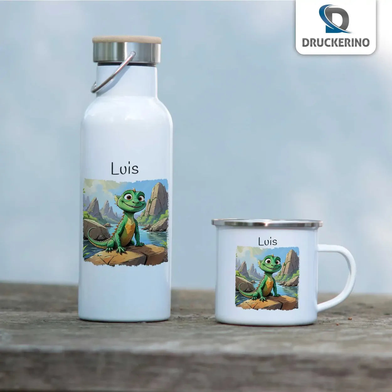 Emaille Tasse personalisiert | Abenteuerlustige Drachen | Kindergeburtstag kleine Geschenke | Personalisierte Geschenke Geschenkideen