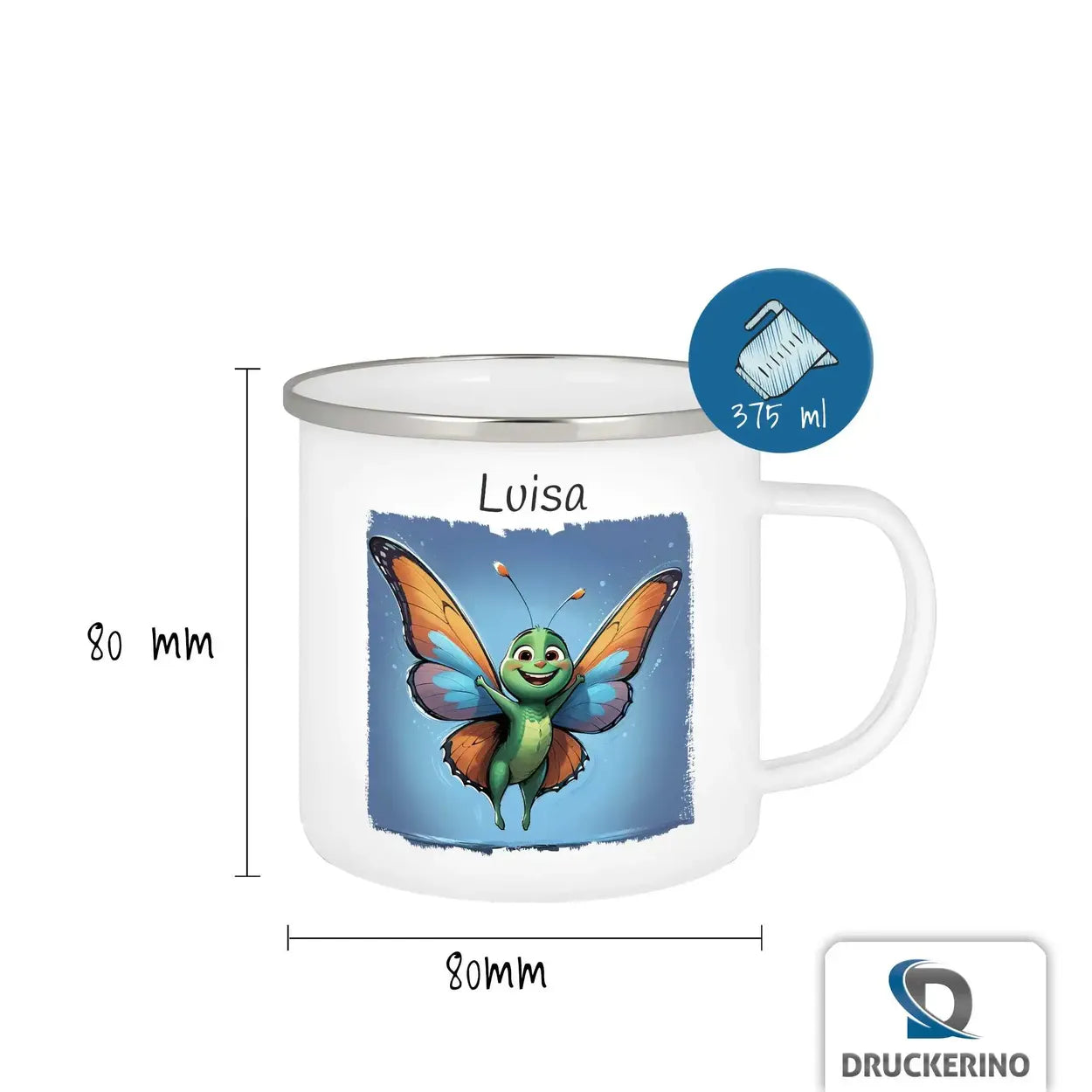 Emaille Tasse personalisiert | Zauberflügelchen | Emaille Tasse personalisiert mit Name | personalisierte Tasse Geschenkideen