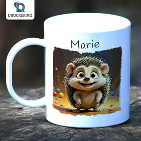 Kindertasse mit Namen | Abenteuer Igel | personalisierbare Kindergeschenke | Kindertasse frei von BPA | 320ml Geschenke